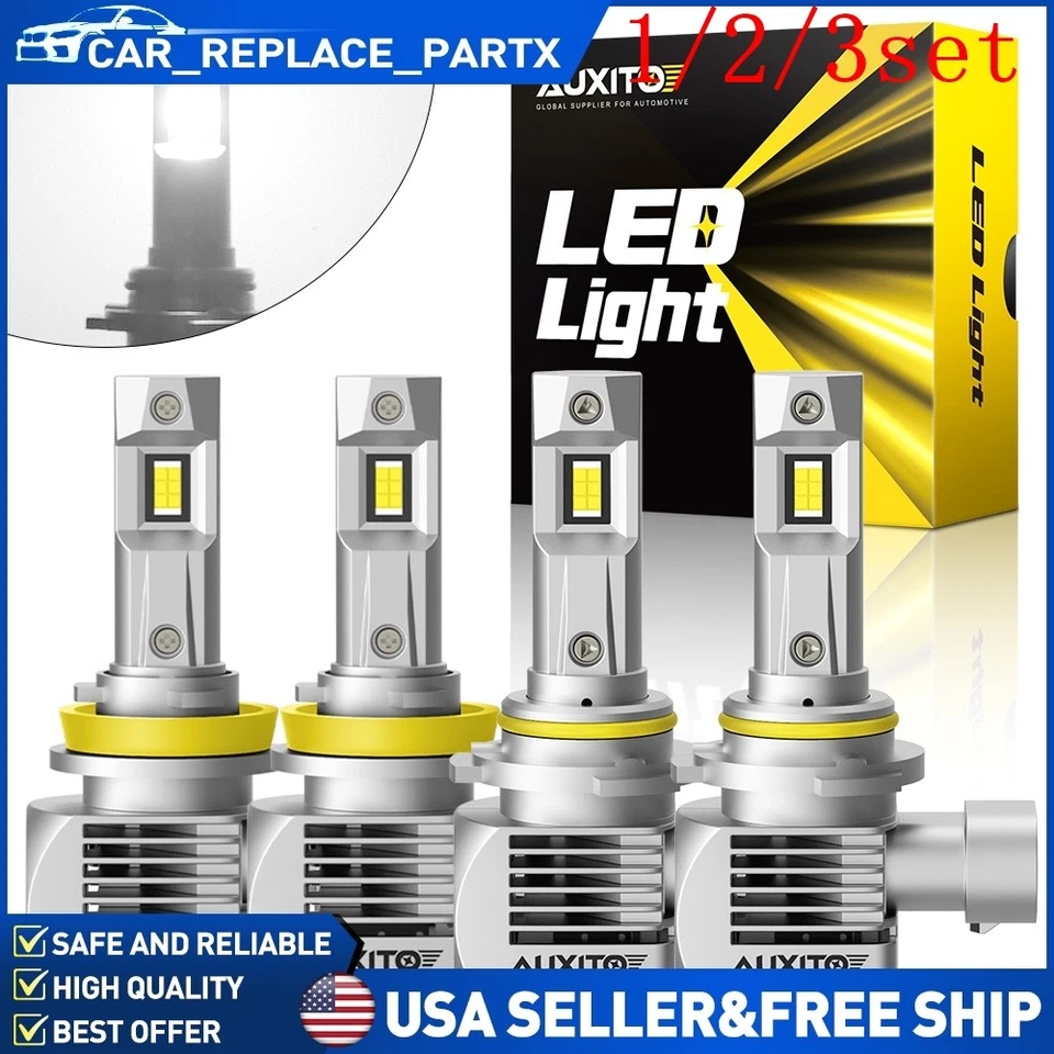4X AUXITO 9005/HB3 H8/H9/H11 + 6000K Headlight LED Kit Bulb High Low Beam USA EK - Image 1 of 1