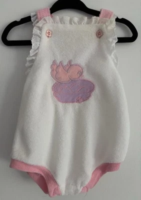 VTG Terry Cloth Bird Bubble Romper 6M - Image 1 of 4