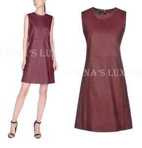 PRADA DRESS GARNET LEATHER SLEEVELESS $2,650 sz IT 40 US 4 - Picture 1 of 13
