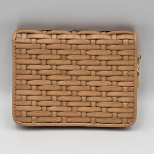 Vintage Talbots Leder Korbgeflecht Geldbörse Kartenetui hellbraun - Bild 1 von 6