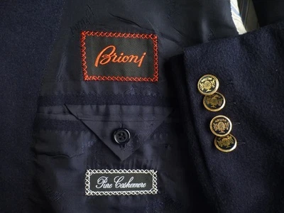 Brioni Blazer 54R/44R Cashmere100% Double Breasted Metal Logo Button Jacket - Image 1 of 4