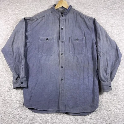 Vintage 30's/40's Work Shirt Mens Large* Blue Band Collar Button Up Hercules USA - Image 1 of 4