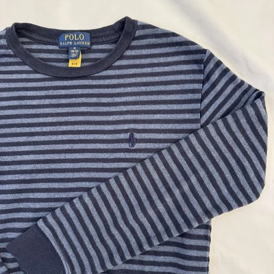 POLO RALPH LAUREN Boys Ribbed Blue Striped Long Sleeve Pullover Size Med (10-12) - Image 1 of 4
