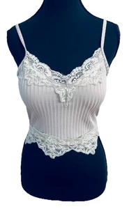 Romwe Lace Accent Cami Cropped Tank Top Size Small Great Condition Light Grey - Imagen 1 de 12