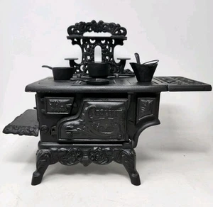Vintage Crescent Cast Iron Miniature Salesman Stove American Girl Doll Size Play - Picture 1 of 13