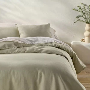 Full/Queen Linen Duvet Set Light Olive Green - Casaluna - Picture 1 of 6
