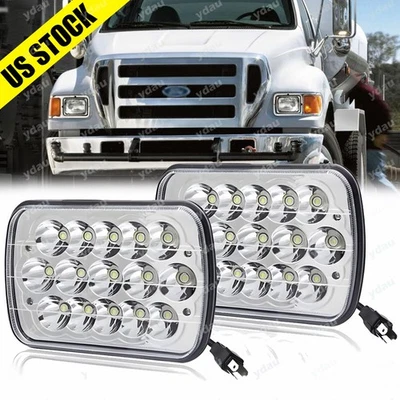 2x 7X6 5x7 LED Headlights Hi/Lo Fit for Ford F600 F700 F800 Ft800 Dump Truck C12 - Image 1 of 4