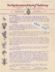 alrededor de 1930 TAXIDERMY JW WILLARD REX ELWOOD COLORIDO MEMBRETE - Imagen 1 de 1