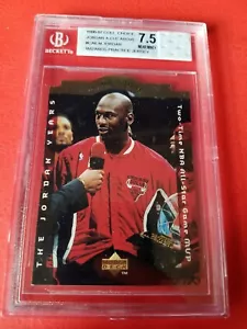 MICHAEL JORDAN GRADED CUT ABOVE CARD BGS NEAR MINT+ 7.5 & PRACTICE JERSEY PIECE - Picture 1 of 2