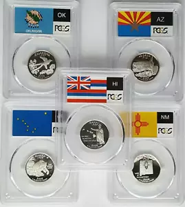 2008-S Silver Proof State Quarter Set ( 5 Coins) PCGS PR70 DCAM-State Flag - Picture 1 of 12