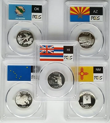 2008-S  Silver Proof State Quarter Set ( 5 Coins) PCGS PR70 DCAM-State Flag - Image 1 of 4