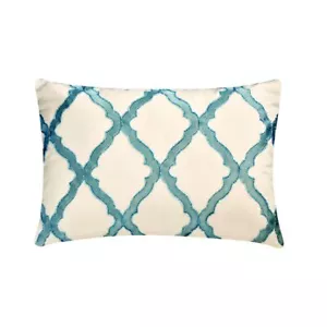 Decorative Lumbar Pillow Cover Blue 12 x 16 inch, Room Decor Silk - Claudia - Picture 1 of 3