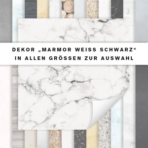 Fliesenaufkleber Dekor Marmor Weiß Schwarz | Für Küche und Bad | alle Größen - Bild 1 von 1