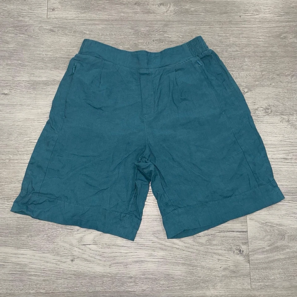 Athleta Playa Linen Bermuda Shorts Women’s 8 9" Inseam Flat Front Zip Pockets - Image 1 of 4