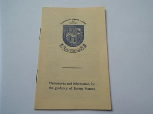 1941 Masonic Booklet Provincial Grand Lodge of Surrey Guidance for Surrey Masons - Picture 1 of 4