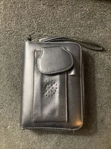 Organizador de negocios vintage de cuero negro con calculadora - Imagen 1 de 6