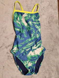 Speedo size 10 Pro LT Blue Green One Piece Racer Swim Suit 10/36 - Picture 1 of 3