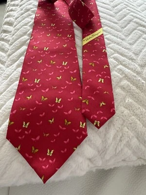 Corbata Salvatore Ferragamo patrón mariposa seda roja para hombre Foto 1 de 4