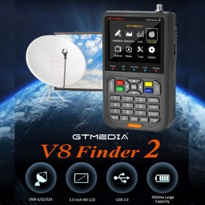 GTmedia V8 Finder2 Satfinder HD digitale SAT DVB-S2/S2X Finder misuratore 3,5 LCD - Immagine 1 di 4