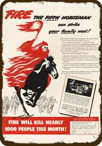 1948 FIRE UNDERWRITERS Vintage Look REPLICA METAL SIGN GRIMM REAPER 5th HORSEMEN - Bild 1 von 1
