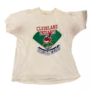 Vintage Cleveland Indians T Shirt Single Stitch XXXL Very Worn Made In USA - Picture 1 of 9