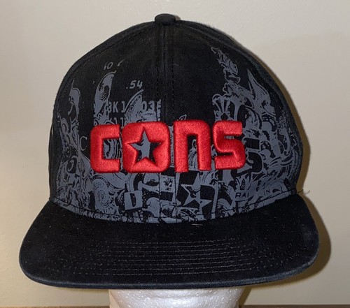 RARO Cappello Skateboard Converse CONS nero tesa piatta 2014 prototipo nuovo con etichette strapback