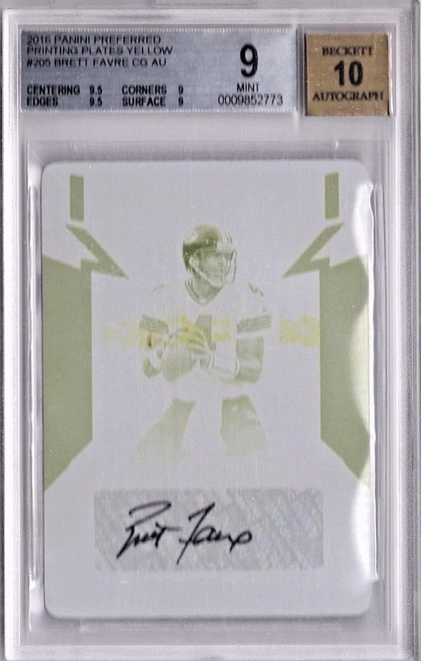 2016 Panini Preferred Brett Favre Printing Plate AUTOGRAPH 1/1 BGS 9  💎 - Image 1 of 1