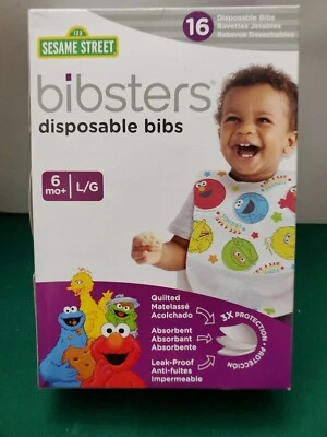 Bibsters 16 baberos desechables 6 m+ grandes con prueba de fugas de Plaza Sésamo.6 meses+  Foto 1 de 2