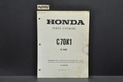 Catálogo de piezas de motocicleta Honda C70 K1 1972 vintage libro diagrama manual Foto 1 de 4