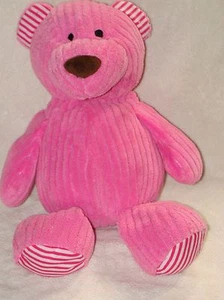 Animal Adventure Plush Teddy Bear Pink Corduroy Chenille Stripe 16" 2014 - Picture 1 of 2