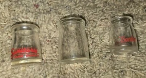 3 Mini Glass Creamer Bottles Milk Cream Jar Borden Sanitary Farm Daires & Blank - Picture 1 of 8