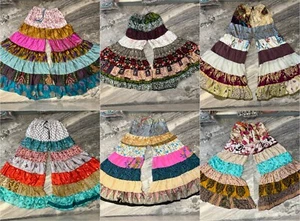 Lote de 3 piezas pantalones palazzo boho gitanos reciclados de seda vintage de 7 capas sari reciclados en capas - Imagen 1 de 8