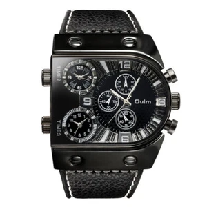 Oulm 9315 Men Quartz Wrist Watch Three Time Zones Stainless Steel Strap reloj - Picture 1 of 17