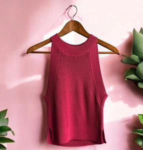 WILFRED KNIT TOP Fuchsia CROPPED KNIT TANK TOP Women’s Size XXS - Picture 1 of 7