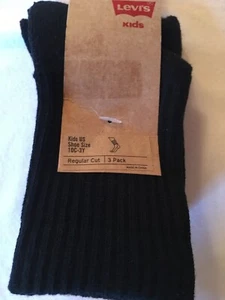Levi’s Socks KidsRegular Cut Three Pack Size 10 C -3y Black NWT Classic Ribbed - Picture 1 of 7