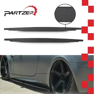 For BMW M3 E90 E92 E93 2005-13 Carbon Look Side Skirt Extension Rocker Panel Lip - Picture 1 of 14