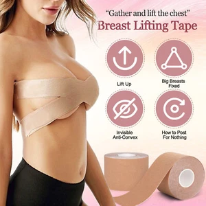 Breast Lift Tape Boob Bra Invisible Nipple Cover Push Up Adhesive 2" Wide Roll - Picture 1 of 8