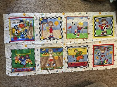 MODA All Star Sports Balls 100% cotton fabric Panels 23” Long  Kidstuff Moda - Image 1 of 4