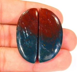 50Ct 100% Natural Bloodstone Pair Fancy Cabochon Gemstone Jewelry Making AK=0187 - Picture 1 of 6