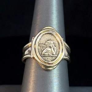 18K Yellow Gold Adjustable Guardian Angel Ring 5.2g Size 7 (GO1060572) - Picture 1 of 4