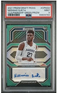 Pop 1 2021 Prizm Draft Picks Neemias Queta RC #CP-NQU Green Prizm Auto PSA 9 - Imagen 1 de 2