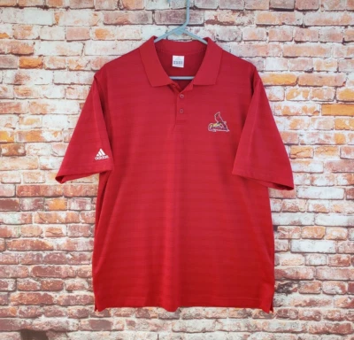 🔥 Camisa polo masculina St. Louis Cardinals Adidas ClimaCool vermelha grande L golfe casual - Imagem 1 de 4