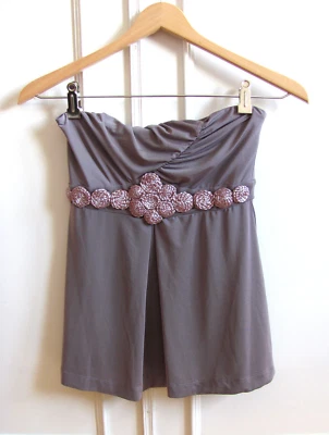 BABY PHAT DESIGNER ROSE RIBBON EMBELLISHED BLING BANDEAU KNIT TOP VINTAGE Y2K XS - Imagen 1 de 4