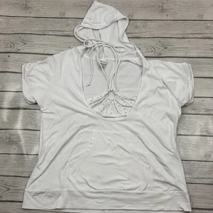 Top blanco Venezia Lane Bryant para mujer talla 18/20 con halter estrella plateada con capucha - Imagen 1 de 2
