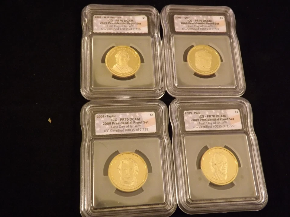 2009 -S    Presidents     4 Coin Set     Flag Label       ICG     PR 70 DCAM - Image 1 of 2