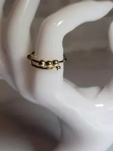Fidget ring anxiety stress spinning ball ring minimalist adjustable size 7 gold - Picture 1 of 3