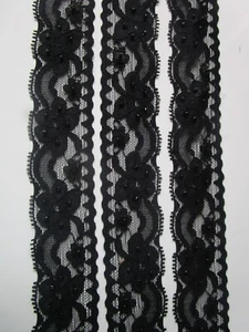 Spitzenborten Perlen Nichtelastisch Elegante schwarz 4 cm - Bild 1 von 3