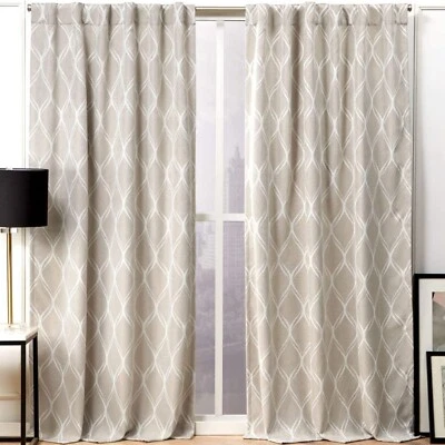 Cortina Nicole Miller New York Circuit color lino/beige 2 paneles 52x84 pulgadas  Foto 1 de 4