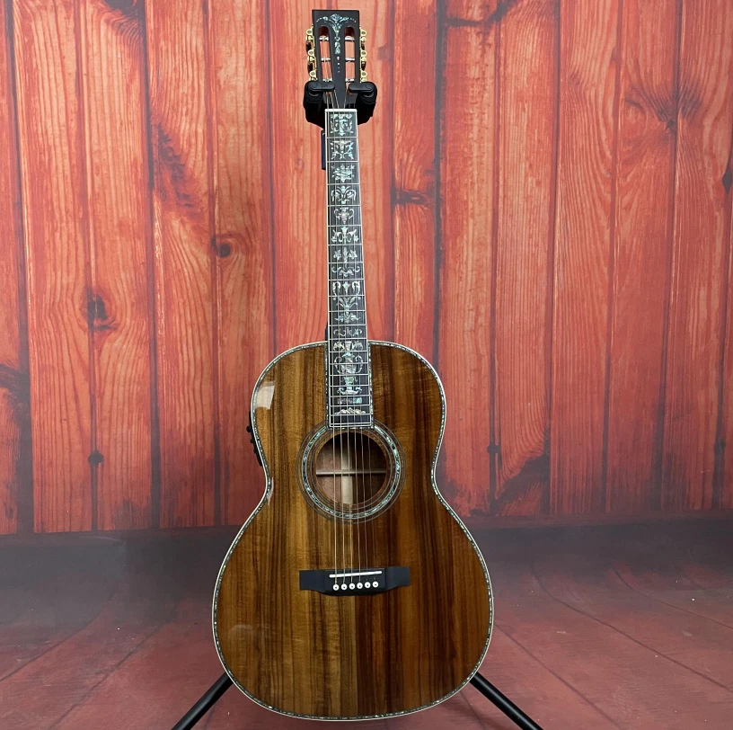 Handmade 00045 Acoustic Electric Guitar Full Koa Ebony Fretboard with EQ  - Image 1 of 4