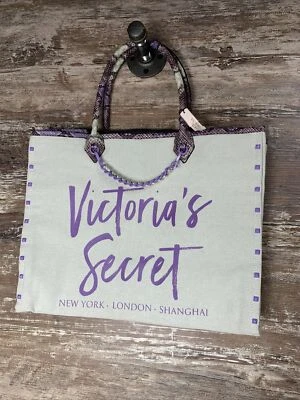 NWT VICTORIA'S SECRET Double Strap Tote Bag VS Logo White & Purple Snake Skin - Image 1 of 4